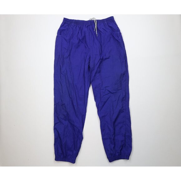 Vintage 90s Reebok Mens XL Faded Spell Out Windbreaker Joggers Pants Blue Nylon - Picture 1 of 11